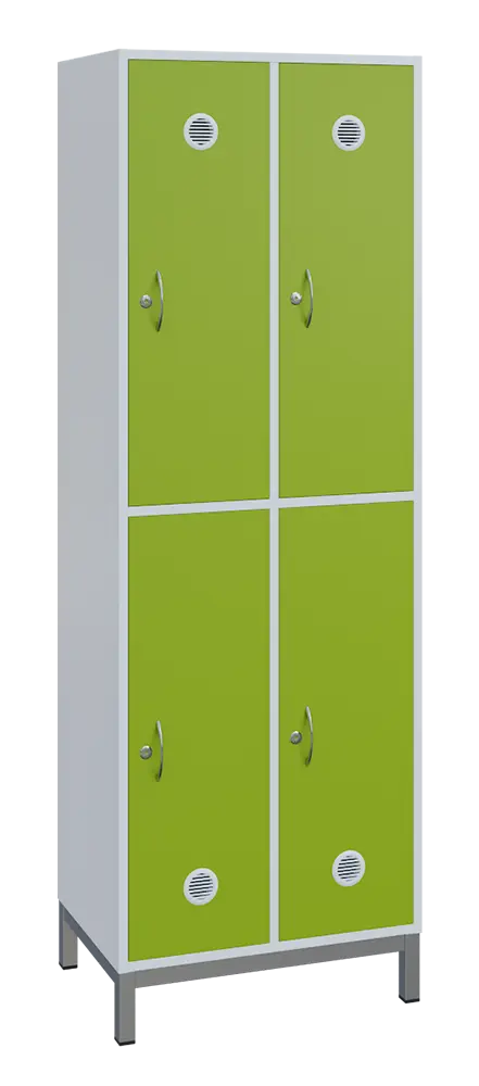 SBS-2222 šatní skříň 4-boxová, 1800x600x400 mm, kovové nohy, korpus bílý, dvířka jarní zeleň